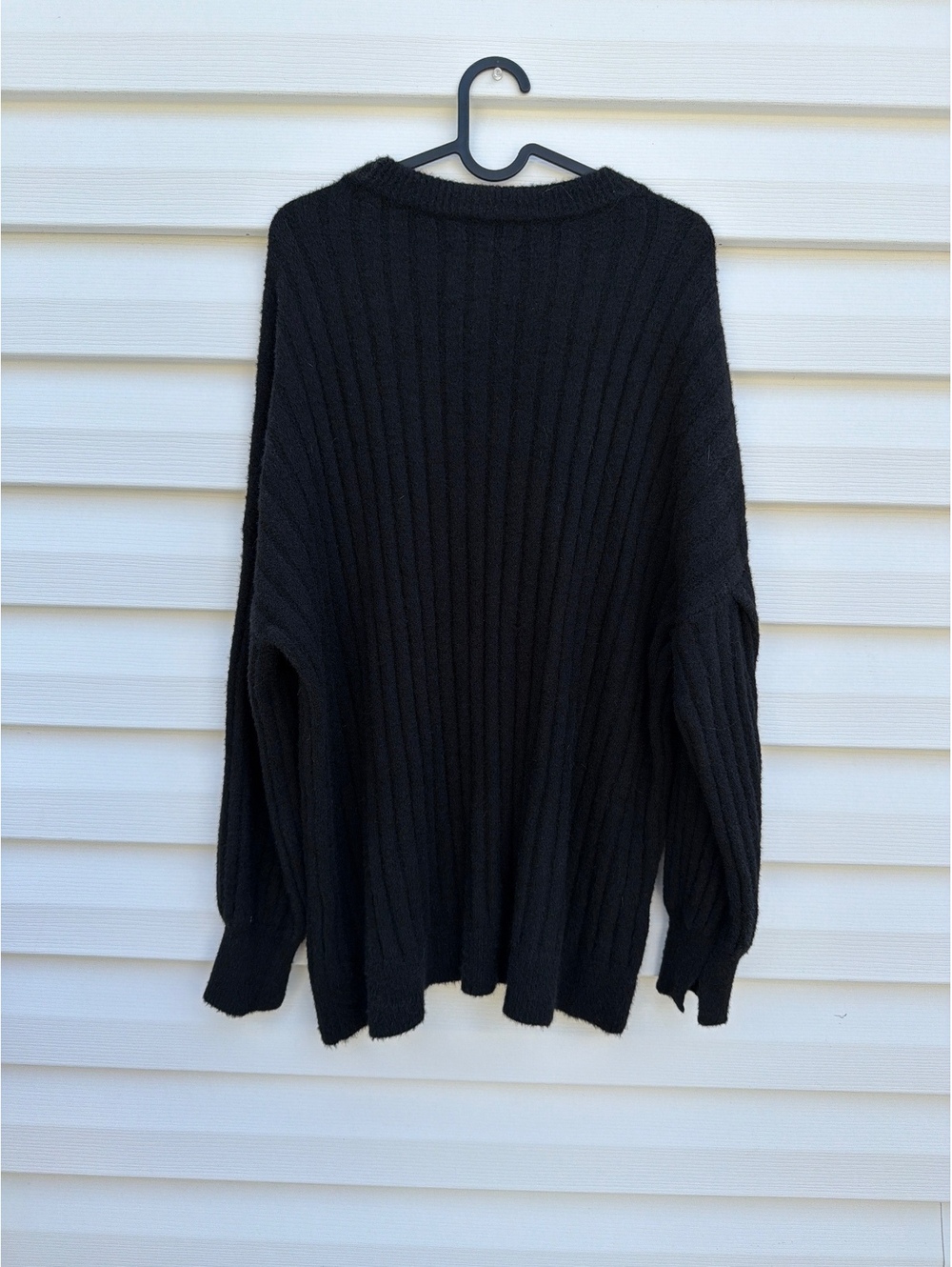 Aerie Women's S Black Ribbed Crew Neck Oversized Knit Sweater - Picture 2 of 8